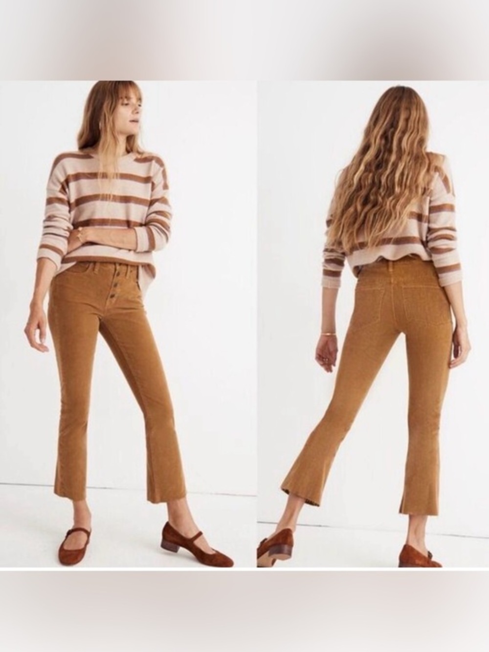 Madewell Cali Demi Boot 26 Corduroy Burnished Cedar Tan Button Through